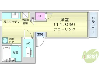 メゾンド木町(ワンルーム/3階)の間取り写真