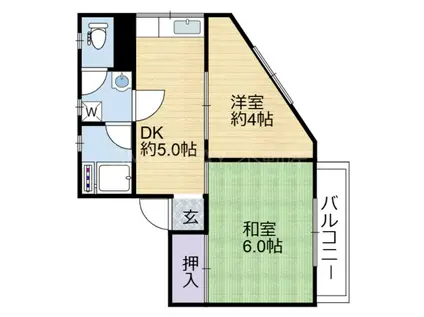 ダイヤハイツ板宿(2DK/3階)の間取り写真