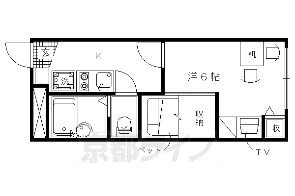 レオパレスグローバルIII(1K/2階)の間取り写真