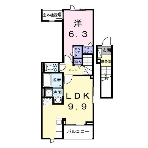 リガーレ シダミ(1LDK/2階)の間取り写真
