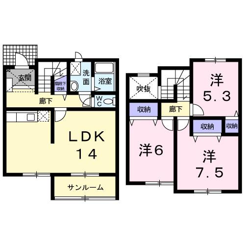 メゾン・ド・クオーレII(3LDK/1階)の間取り写真