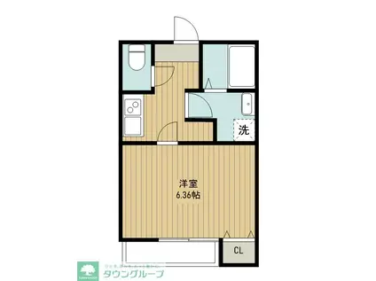 ジーメゾン新狭山ノース(1K/1階)の間取り写真