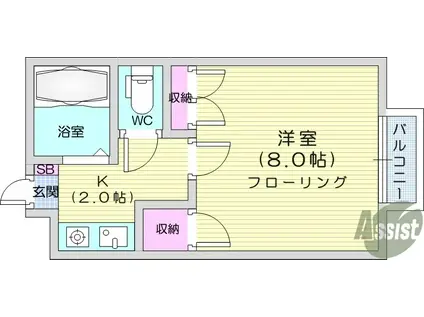 ベイヒル南光台(1K/3階)の間取り写真
