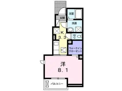 グランバレーIV(1K/1階)の間取り写真