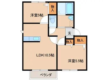 メゾンポラリスI(2LDK/2階)の間取り写真