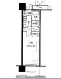 レジディア三宮東(1K/6階)の間取り写真
