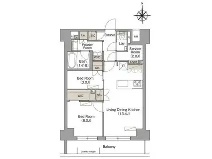 ヴェール・クレール武蔵小杉(2SLDK/1階)の間取り写真