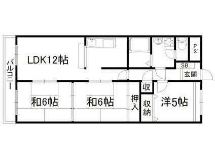 メゾントワ(3LDK/4階)の間取り写真
