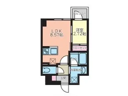 APPLE原町(1LDK/3階)の間取り写真