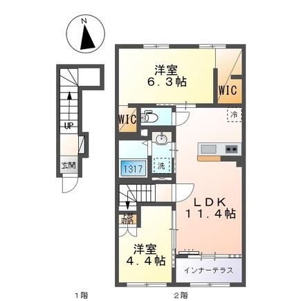 プレタージュ(2LDK/2階)の間取り写真