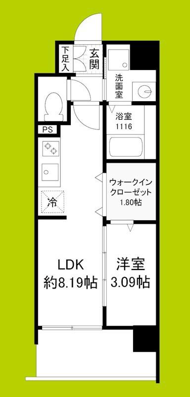 WORVE吹田江坂(1LDK/9階)の間取り写真