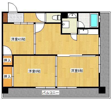 ベスト興産ビル(3DK/6階)の間取り写真