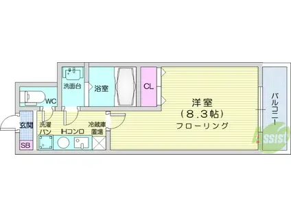 ジュネス八幡 (1K/5階)の間取り写真