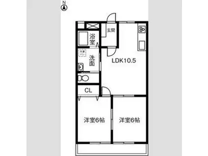 ハイツカトレア(2LDK/2階)の間取り写真