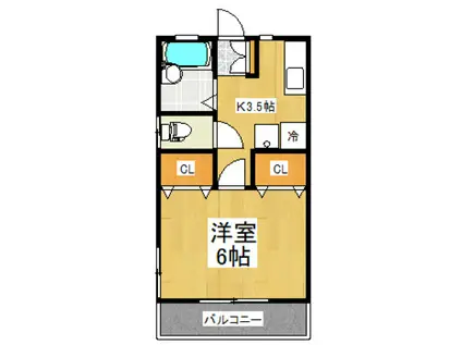 ヤマトハイツ(1K/2階)の間取り写真