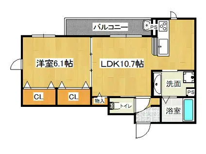 LES ENS FAMIIAUXH(1LDK/3階)の間取り写真