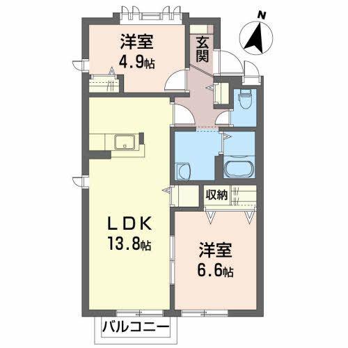 サン・スリーゼ(2LDK/2階)の間取り写真