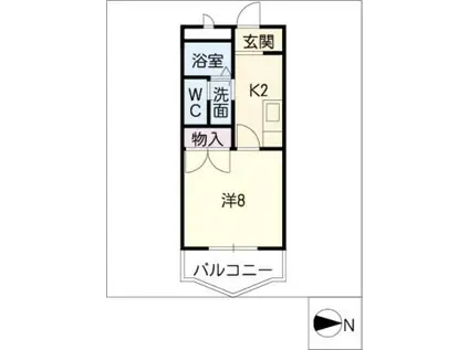 ラビットストリート(1K/2階)の間取り写真