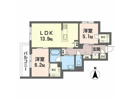 SHAMAISON KIRSCHE(2LDK/2階)の間取り写真