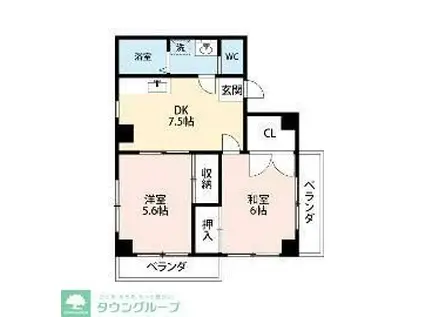 ライズハウスK(2DK/3階)の間取り写真