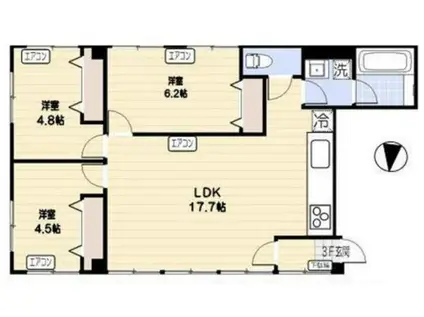 YDビルディング(3LDK/3階)の間取り写真