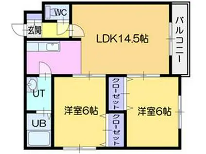 エストパトリア(2LDK/3階)の間取り写真