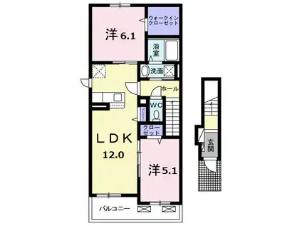 ヴィラ・アリーエ V(2LDK/2階)の間取り写真