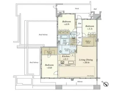 ガーデンアソシエA(3SLDK/7階)の間取り写真