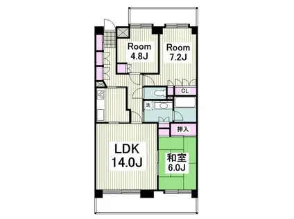 ヴィルヌーブ横浜・港南台(3LDK/2階)の間取り写真