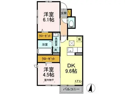 ポテンティア(2DK/1階)の間取り写真