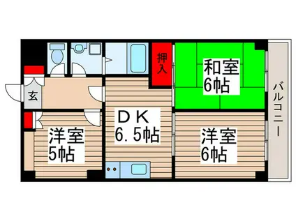 ブルームライフ市川(3DK/2階)の間取り写真