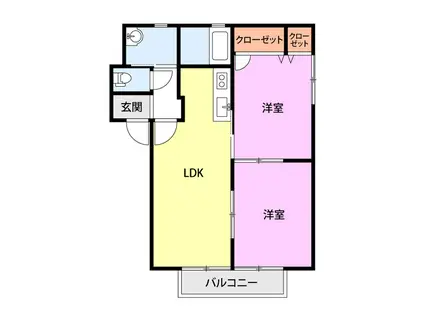 レジデンシャル(2LDK/1階)の間取り写真