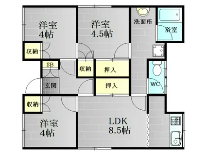 フォーアールF(3LDK/1階)の間取り写真