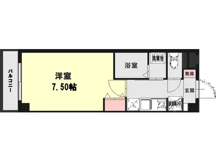 メイン新屋敷(1K/4階)の間取り写真