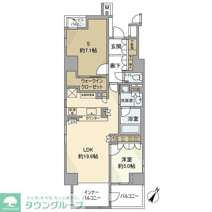 ウィルローズ月島テラス(1SLDK/3階)の間取り写真