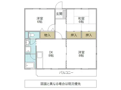 ときわハイツC棟(3DK/2階)の間取り写真