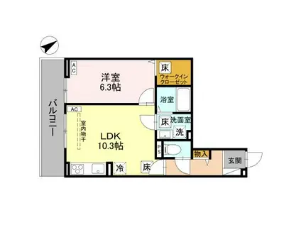 ノーブルラフィネ愛宕(1LDK/3階)の間取り写真