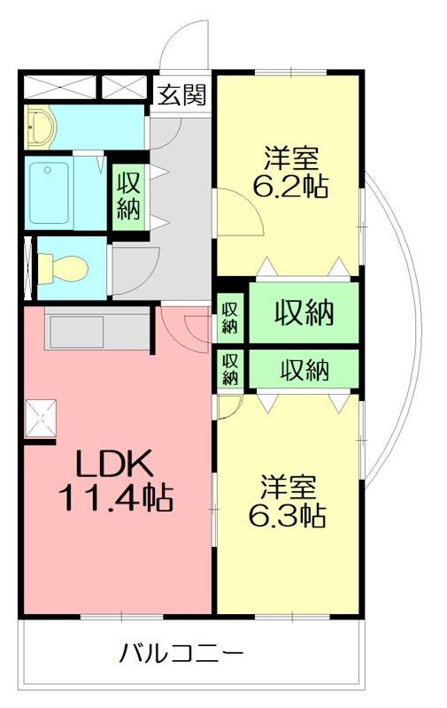 トヨカワマンション(2LDK/3階)の間取り写真