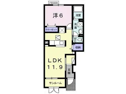 アマーレ ルオーゴ II(1LDK/1階)の間取り写真