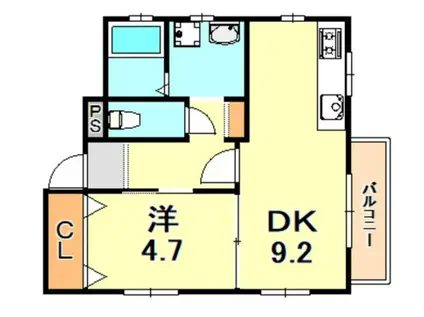 メゾン垂水(1LDK/2階)の間取り写真