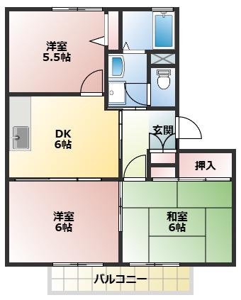 エクセレント西明石(3DK/2階)の間取り写真