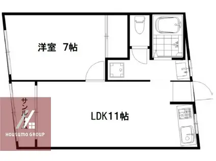 ヴィラナリ―港晴(1LDK/3階)の間取り写真
