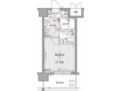 ガーラ横濱南(1K/6階)の間取り写真