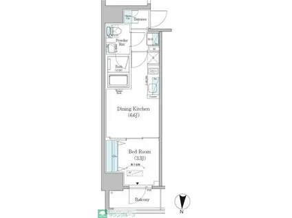 アーバネックス錦糸町(1DK/4階)の間取り写真