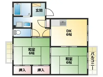 LKフレンスィダーII号館(2DK/1階)の間取り写真