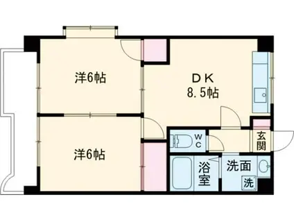 サザンコートV(2DK/4階)の間取り写真