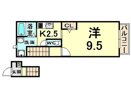 サンフィールド(1K/2階)の間取り写真