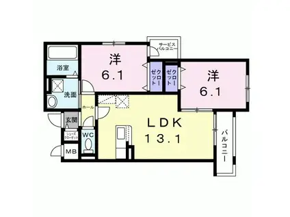 ブリリアント(2LDK/3階)の間取り写真