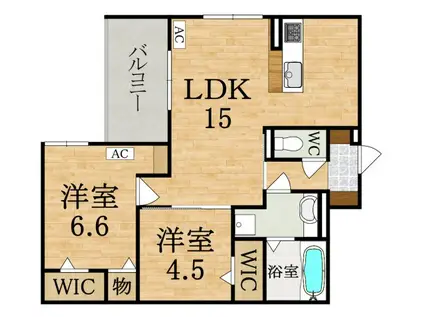 近鉄橿原線 田原本駅 徒歩13分 3階建 築1年(2LDK/2階)の間取り写真