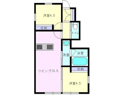 ドルチェ・ヴィータ大町I(2LDK/1階)の間取り写真